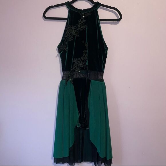 Weissman Dresses & Skirts - Weissman Dance Costume Velvet Leotard Dress Women M Mesh Skirt Performance Arts